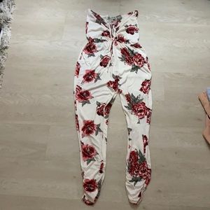 Rose print halter top jumpsuit